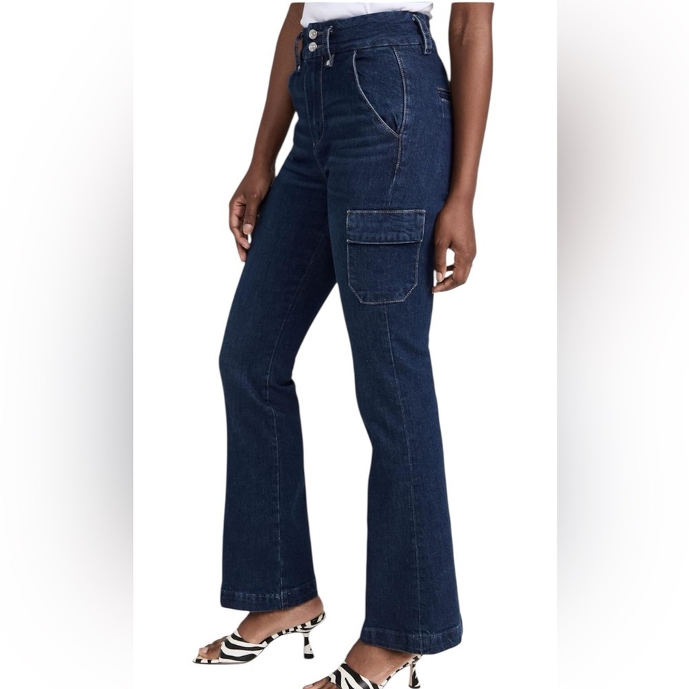 PAIGE Dion High Rise Bootcut Cargo Jeans in Gracie Lou, size 26, EUC - Picture 5 of 15